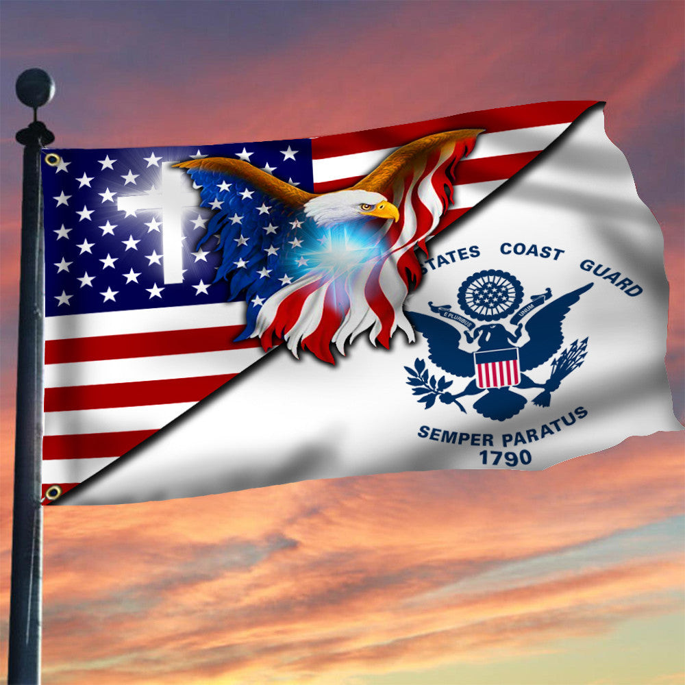 Christian Eagle US Coast Guard Flag USCG American Flag Pride Military Patriotic Garden Decor Christian Eagle US Coast Guard Flag USCG American Flag Pride Military Patriotic Garden Decor