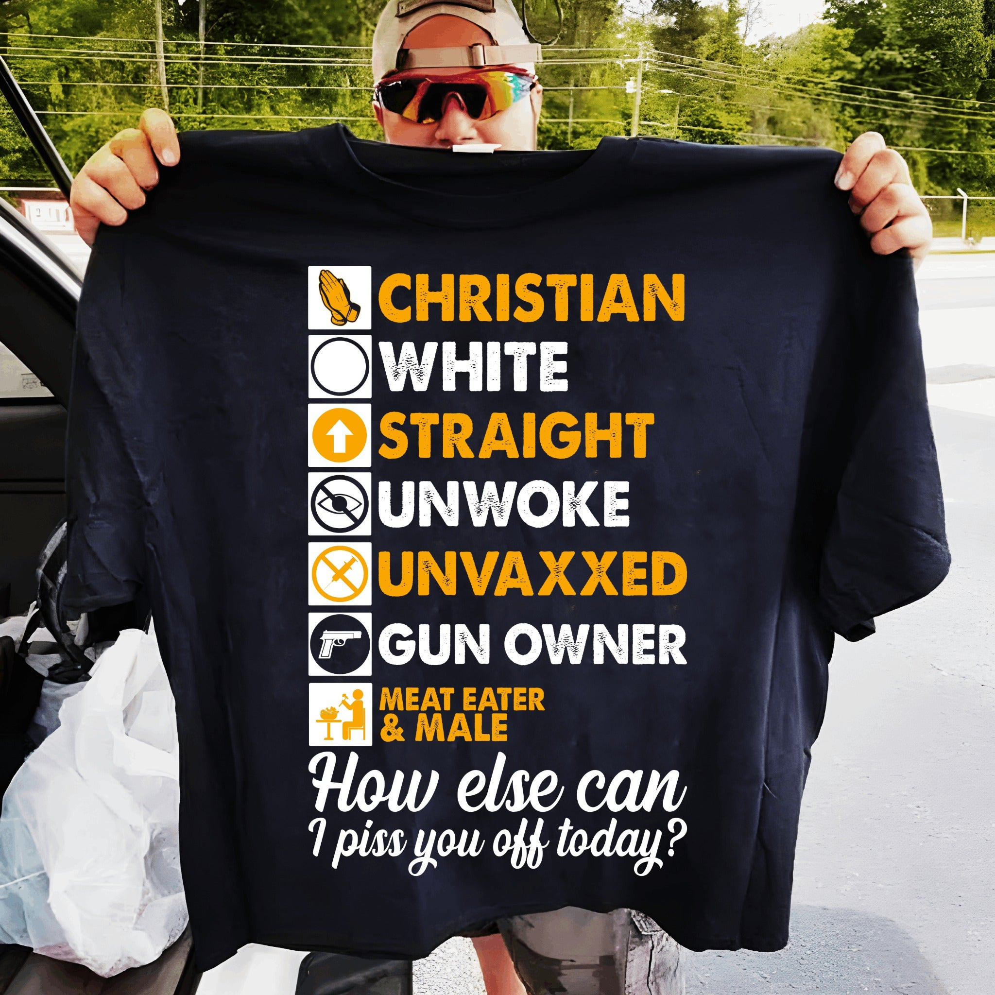 Christian White Straight Unwed Unvaxxed Gun Over T-Shirt Cool Mens Shirt Gifts For Bro Christian White Straight Unwed Unvaxxed Gun Over T-Shirt Cool Mens Shirt Gifts For Bro