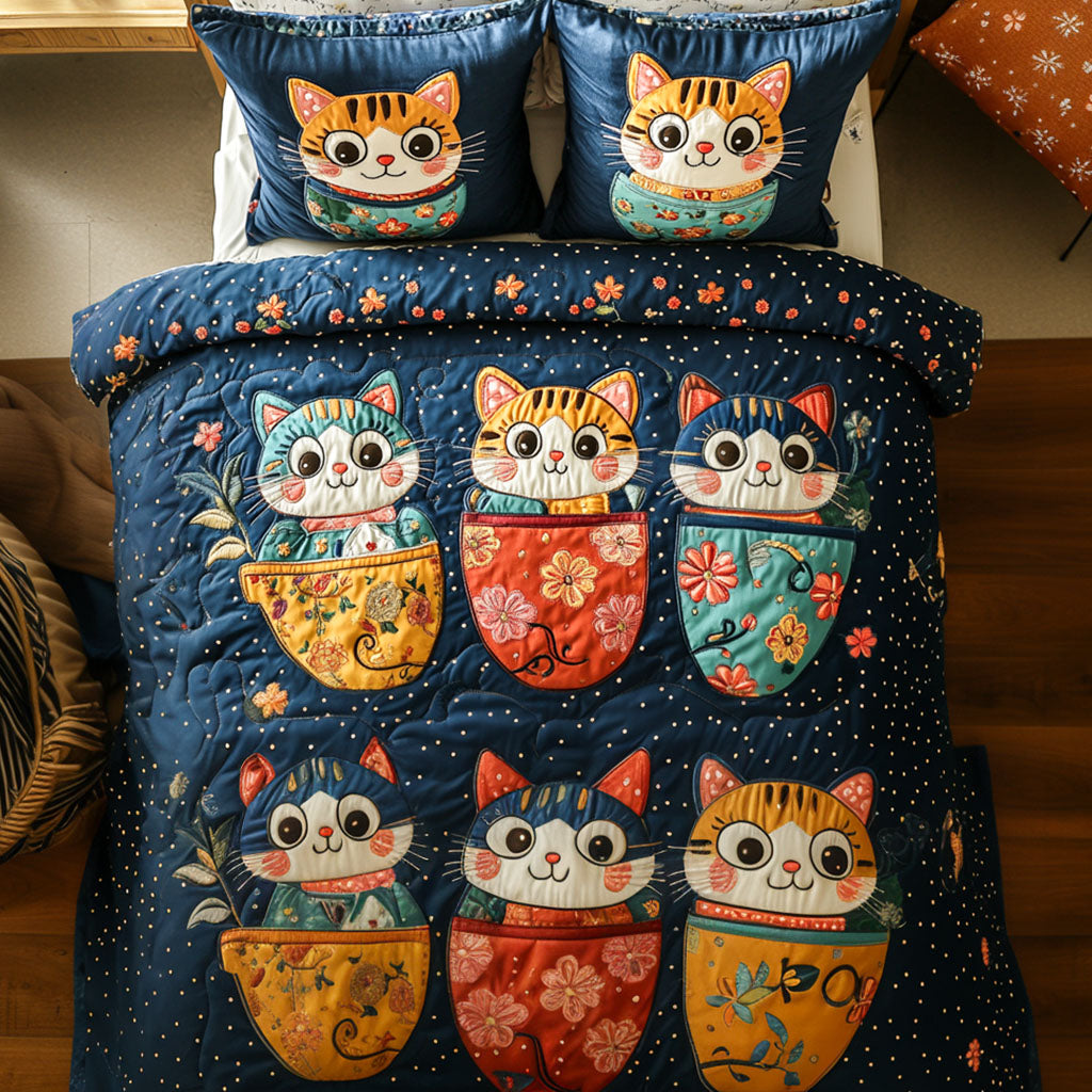 Chubby Mug Kitties Quilted Bedding Set Duvet Cover Bedspreads Cat Themed Birthday Gifts Chubby Mug Kitties Quilted Bedding Set Duvet Cover Bedspreads Cat Themed Birthday Gifts