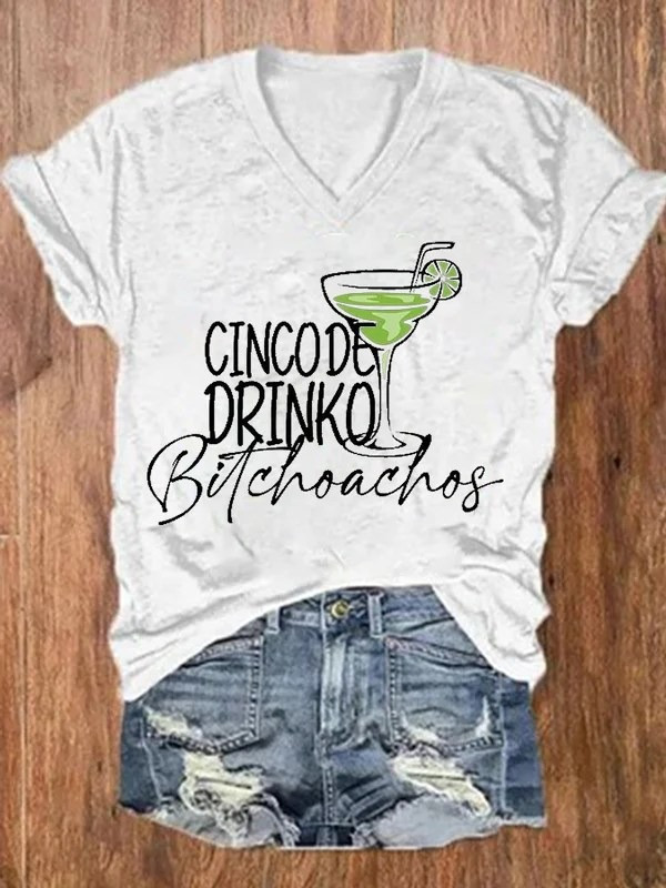Cinco De Drinko Bitchachos V-Neck Shirt Womens Drinking Shirt Gifts For Bestie Cinco De Drinko Bitchachos V-Neck Shirt Womens Drinking Shirt Gifts For Bestie