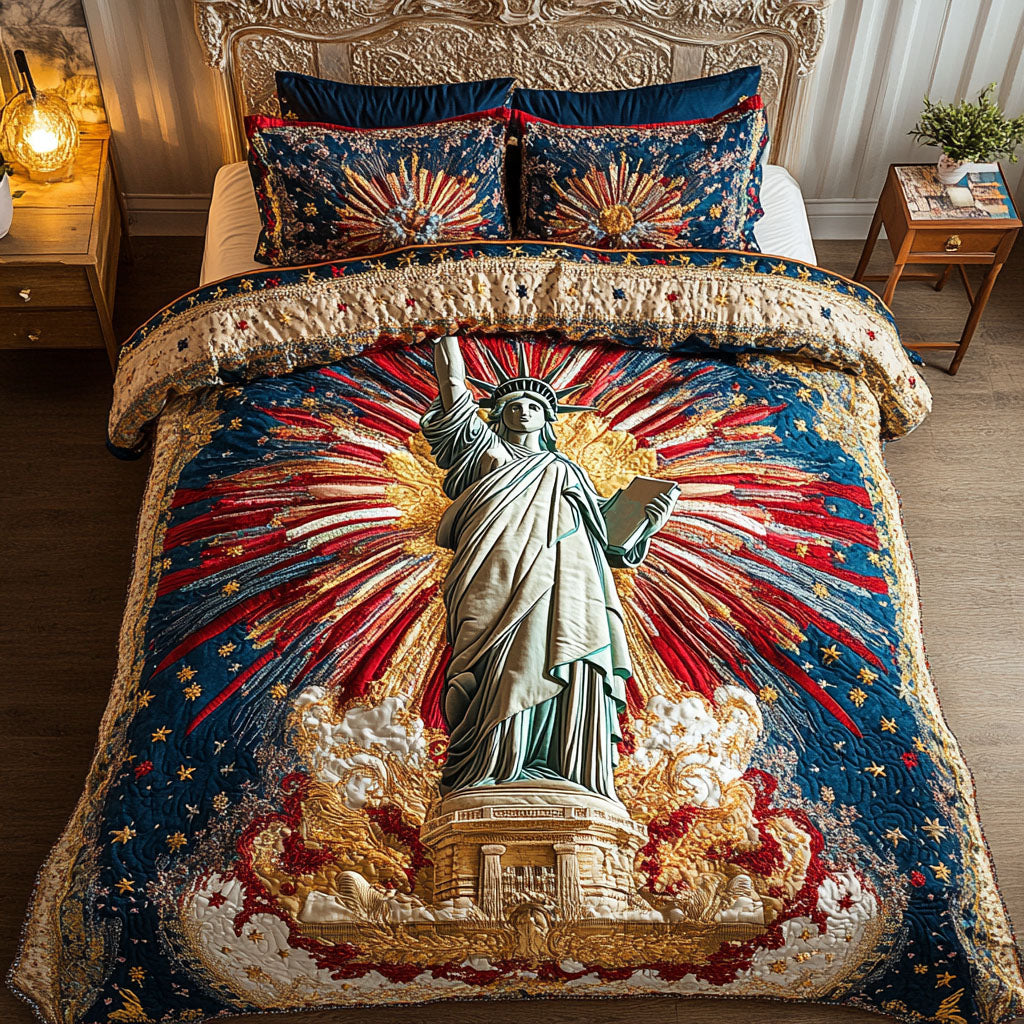 City of Liberty Quilted Bedding Set Duvet Cover Bedspread Patriotic Gifts For Men City of Liberty Quilted Bedding Set Duvet Cover Bedspread Patriotic Gifts For Men