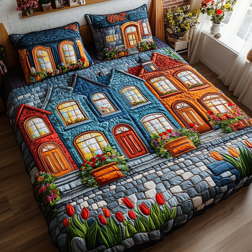 City Vibe Quilted Bedding Set Duvet Cover Bedspreads Christmas Gift For Family Friends City Vibe Quilted Bedding Set Duvet Cover Bedspreads Christmas Gift For Family Friends
