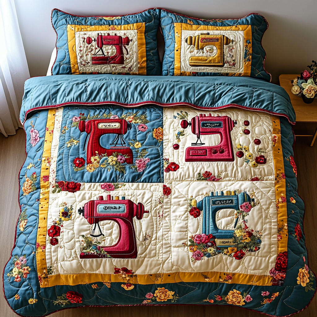Classic Sewing Machine Quilted Bedding Set Duvet Cover Merch Gifts For Sewers And Quilters Classic Sewing Machine Quilted Bedding Set Duvet Cover Merch Gifts For Sewers And Quilters