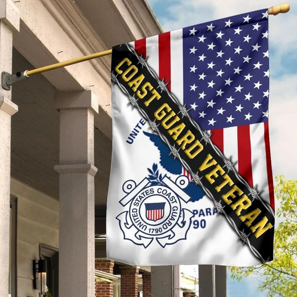 Coast Guard Veteran Flag With American Flag Coast Guard Logo Military Flag Patriotic Decor Coast Guard Veteran Flag With American Flag Coast Guard Logo Military Flag Patriotic Decor