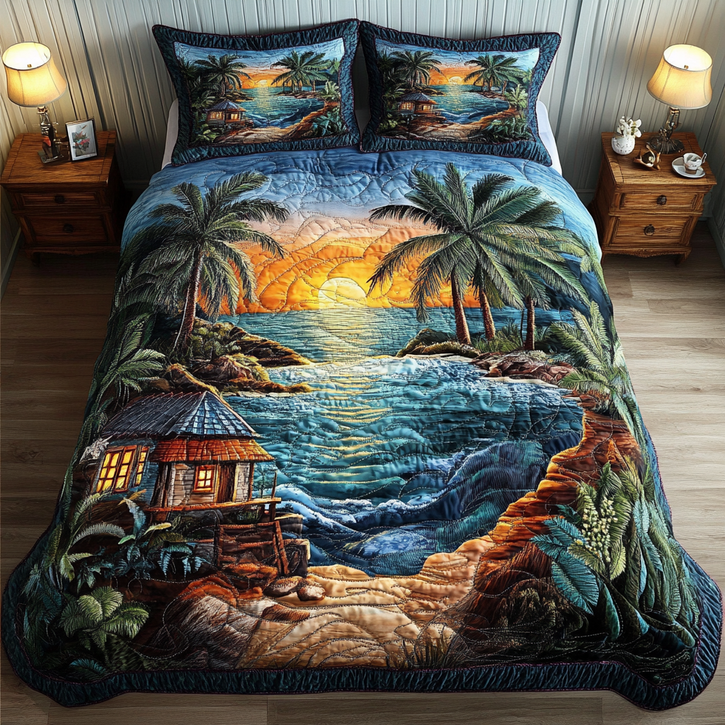 Coastal Bliss Quilted Bedding Set Duvet Cover Bed Sheet Set Gifts For Beach Goers Coastal Bliss Quilted Bedding Set Duvet Cover Bed Sheet Set Gifts For Beach Goers