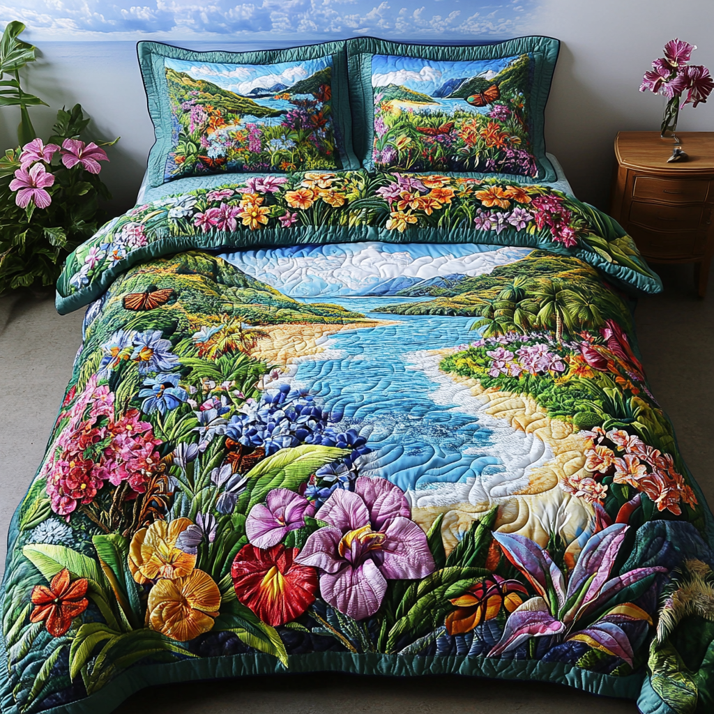 Coastal Bliss Quilted Bedding Set Duvet Cover Bedspreads Birthday Gift For Beach Lover Coastal Bliss Quilted Bedding Set Duvet Cover Bedspreads Birthday Gift For Beach Lover