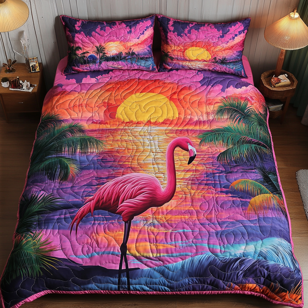 Coastal Charm Quilted Bedding Set Duvet Cover Bedspread Flamingo Inspired Gifts Coastal Charm Quilted Bedding Set Duvet Cover Bedspread Flamingo Inspired Gifts