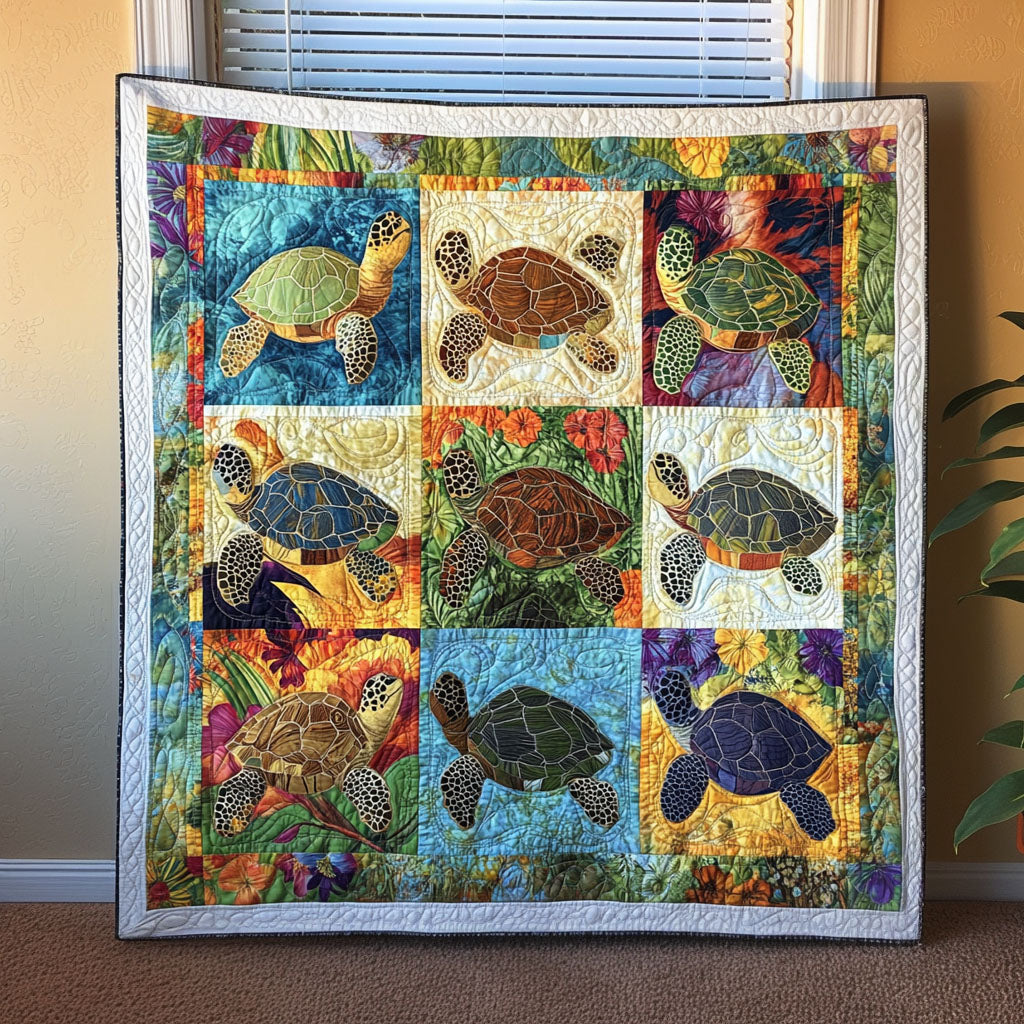 Coastal Escape Quilted Blanket Cute Colorful Blanket Best Gifts For Sea Turtle Lovers Coastal Escape Quilted Blanket Cute Colorful Blanket Best Gifts For Sea Turtle Lovers