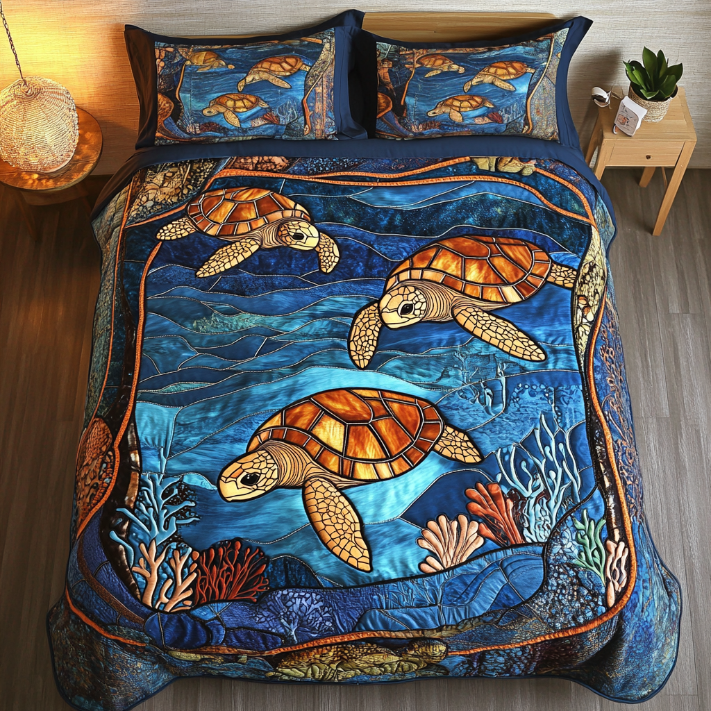 Coastal Journey Quilted Bedding Set Duvet Cover Bedspread Sea Turtle Gift Ideas Coastal Journey Quilted Bedding Set Duvet Cover Bedspread Sea Turtle Gift Ideas
