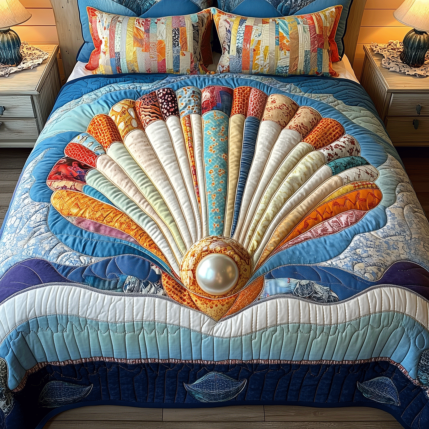 Coastal Pearl Quilted Bedding Set Duvet Cover Bedspread Gifts For Beach Vacation Coastal Pearl Quilted Bedding Set Duvet Cover Bedspread Gifts For Beach Vacation