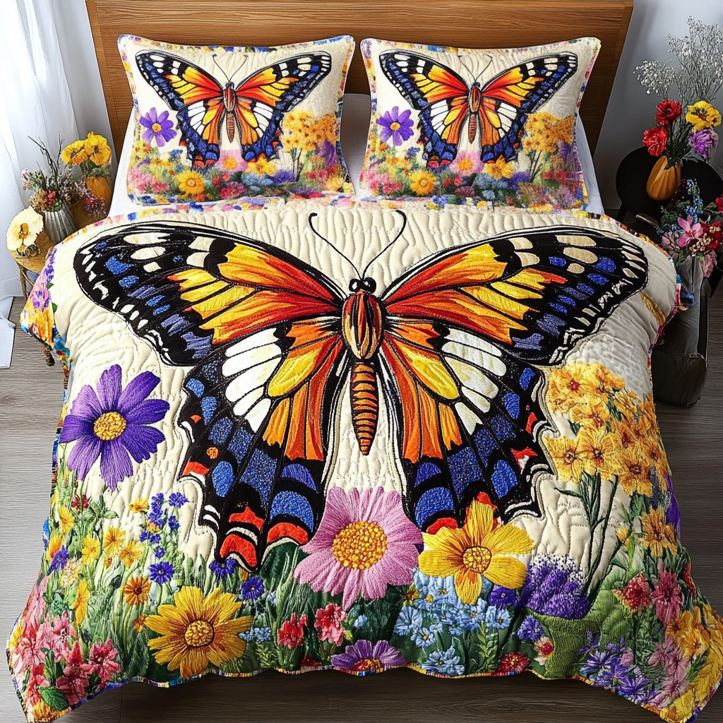 Color Flight Quilted Bedding Set Duvet Cover Bedspread Best Butterfly Gifts Items Color Flight Quilted Bedding Set Duvet Cover Bedspread Best Butterfly Gifts Items
