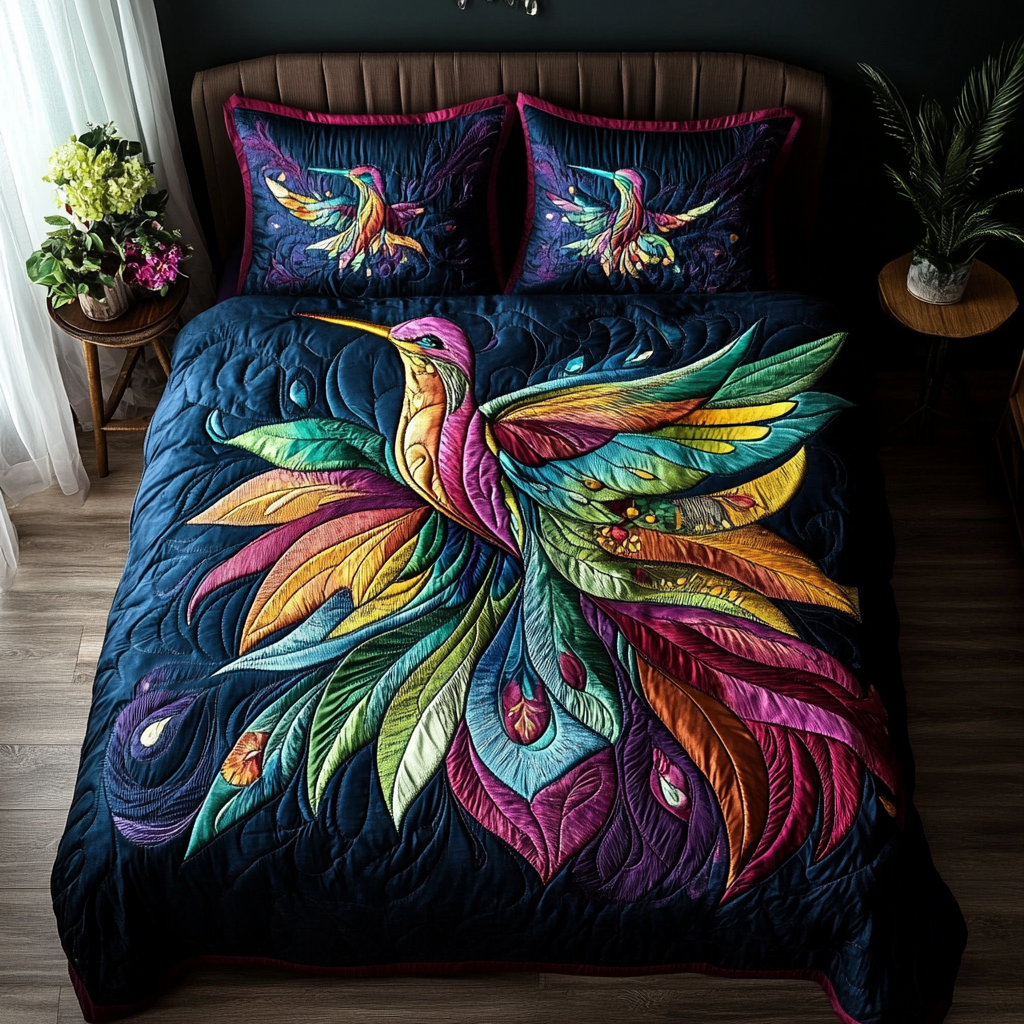 Color Soar Quilted Bedding Set Duvet Cover Bed Sheet Set Awesome Gifts For Hummingbird Lovers Color Soar Quilted Bedding Set Duvet Cover Bed Sheet Set Awesome Gifts For Hummingbird Lovers