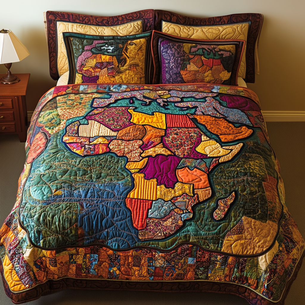 Colorful Africa Map Quilted Bedding Set Duvet Cover Merch African American Gifts For Her Colorful Africa Map Quilted Bedding Set Duvet Cover Merch African American Gifts For Her