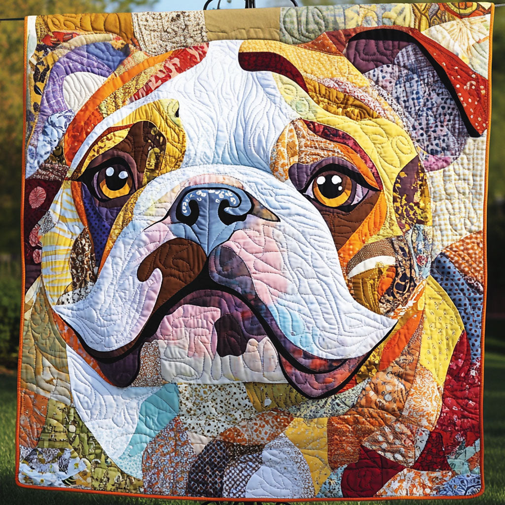 Colorful Bulldog Patchwork Quilted Blanket Cute Colorful Blanket Bulldog Themed Gifts Colorful Bulldog Patchwork Quilted Blanket Cute Colorful Blanket Bulldog Themed Gifts
