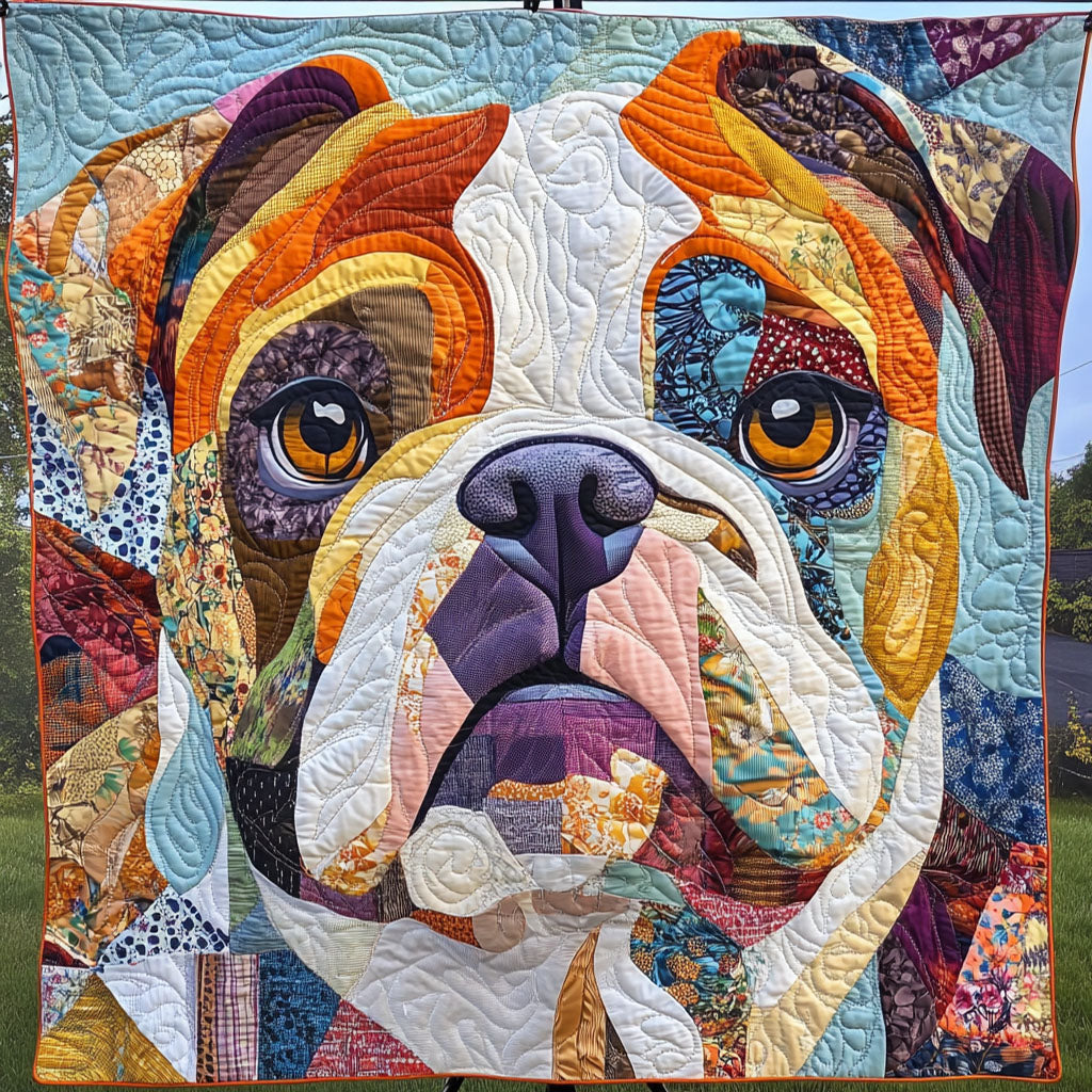 Colorful Bulldog Portrait Quilted Blanket Cute Colorful Blanket Gift Ideas For Bulldog Lovers Colorful Bulldog Portrait Quilted Blanket Cute Colorful Blanket Gift Ideas For Bulldog Lovers