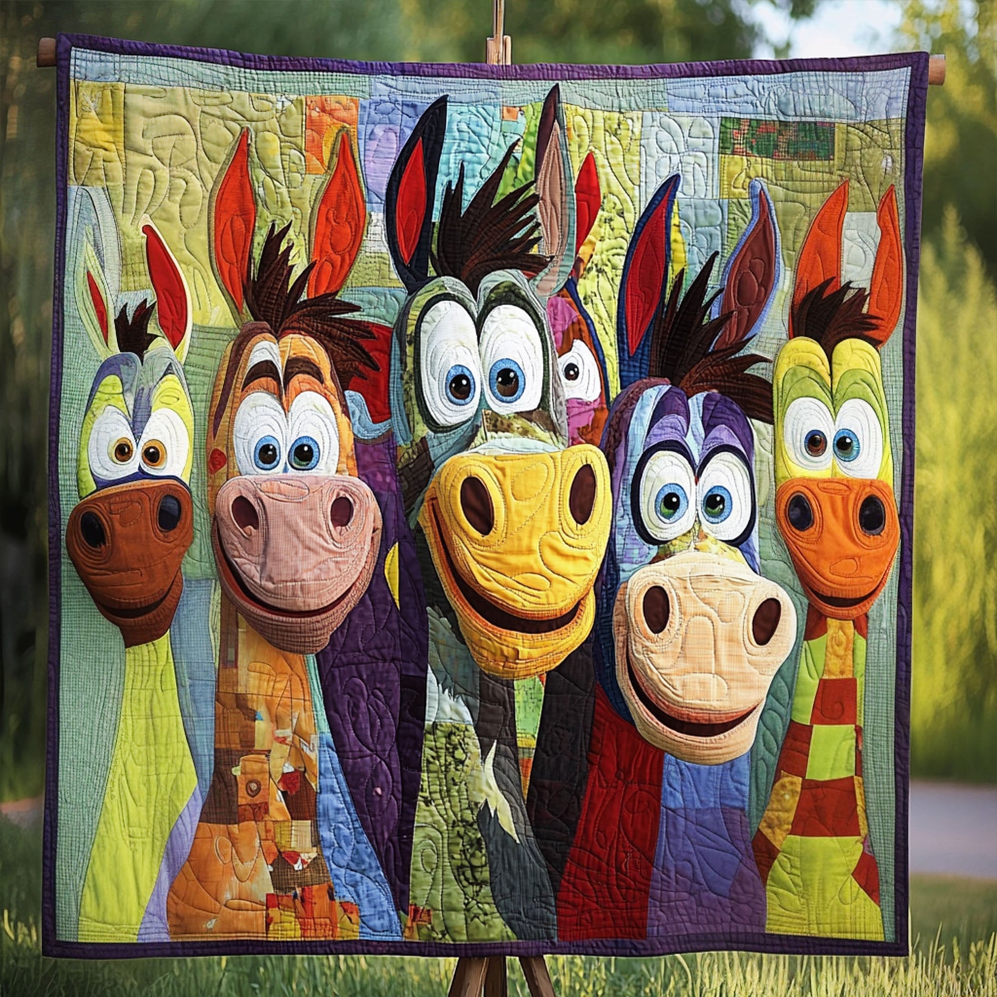 Colorful Burros Quilted Blanket Sofa Throw Blanket Donkey Gifts For Christmas