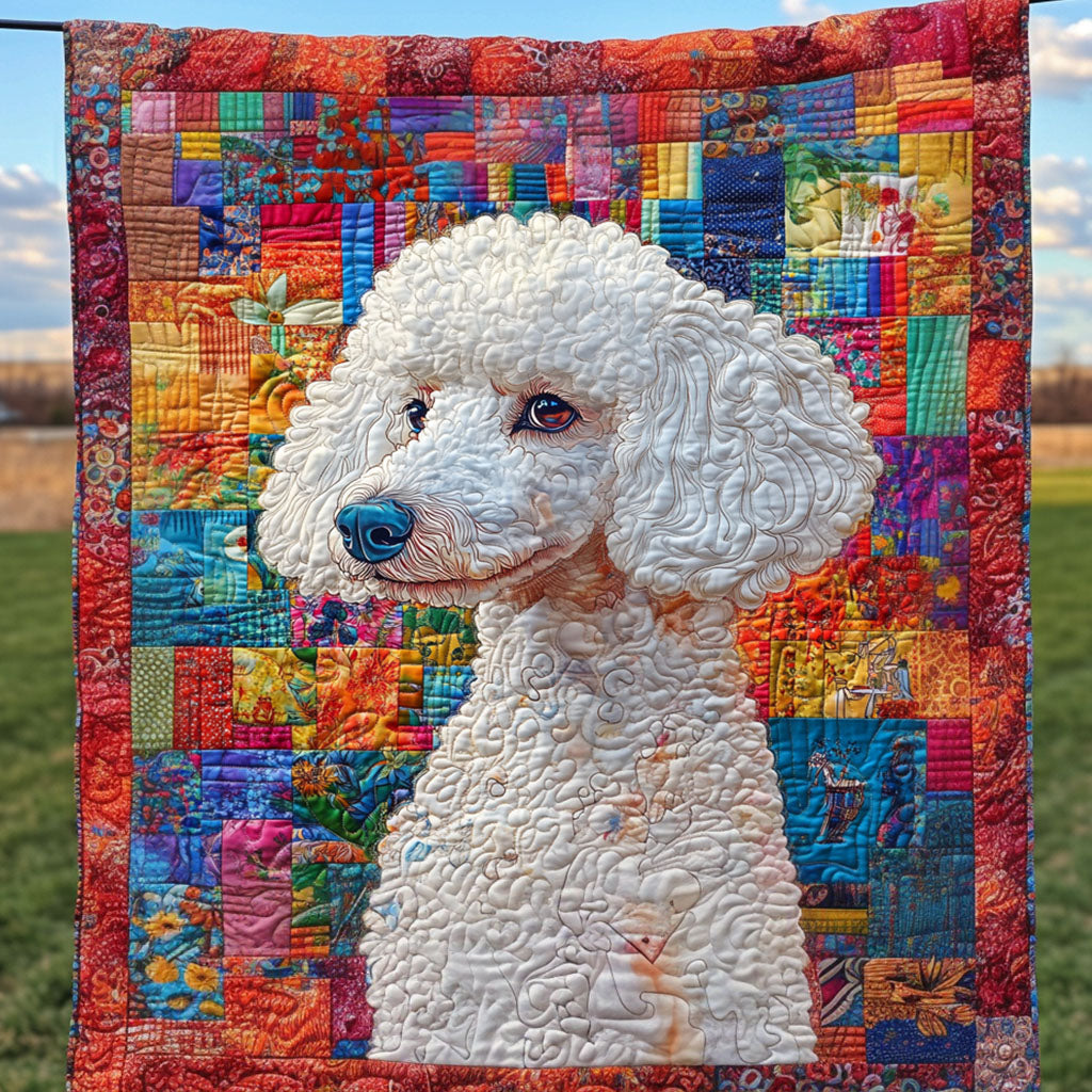 Colorful Canine Quilted Blanket Cute Throw Blanket Poodle Christmas Gifts
