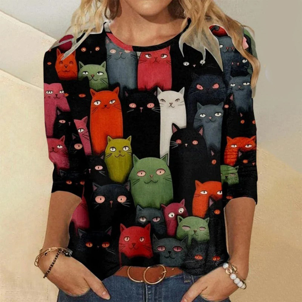Colorful Cat Long Sleeve Shirt Gifts For Cat Lover Person People Ideas For Her Colorful Cat Long Sleeve Shirt Gifts For Cat Lover Person People Ideas For Her