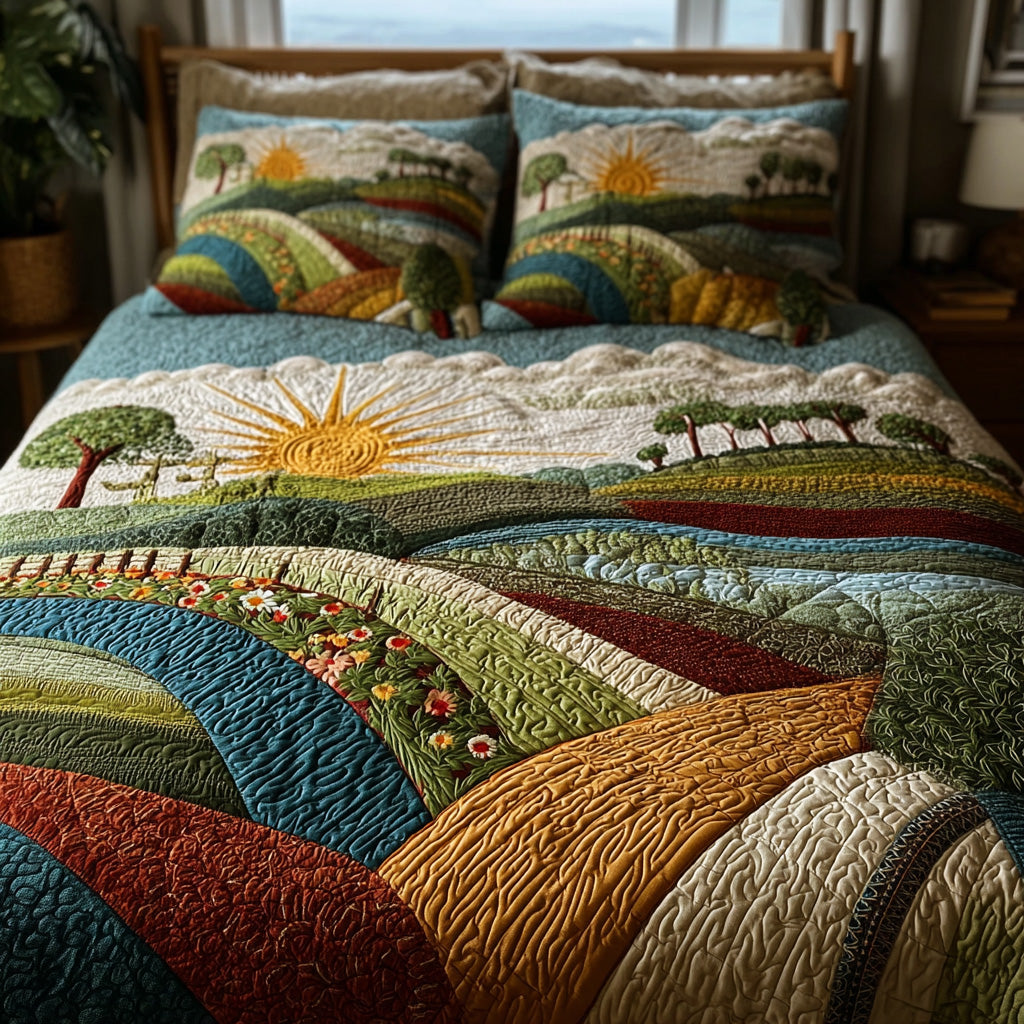 Colorful Country Road Quilted Bedding Set Duvet Cover Bed Sheet Set Xmas Presents For Son In Law Colorful Country Road Quilted Bedding Set Duvet Cover Bed Sheet Set Xmas Presents For Son In Law