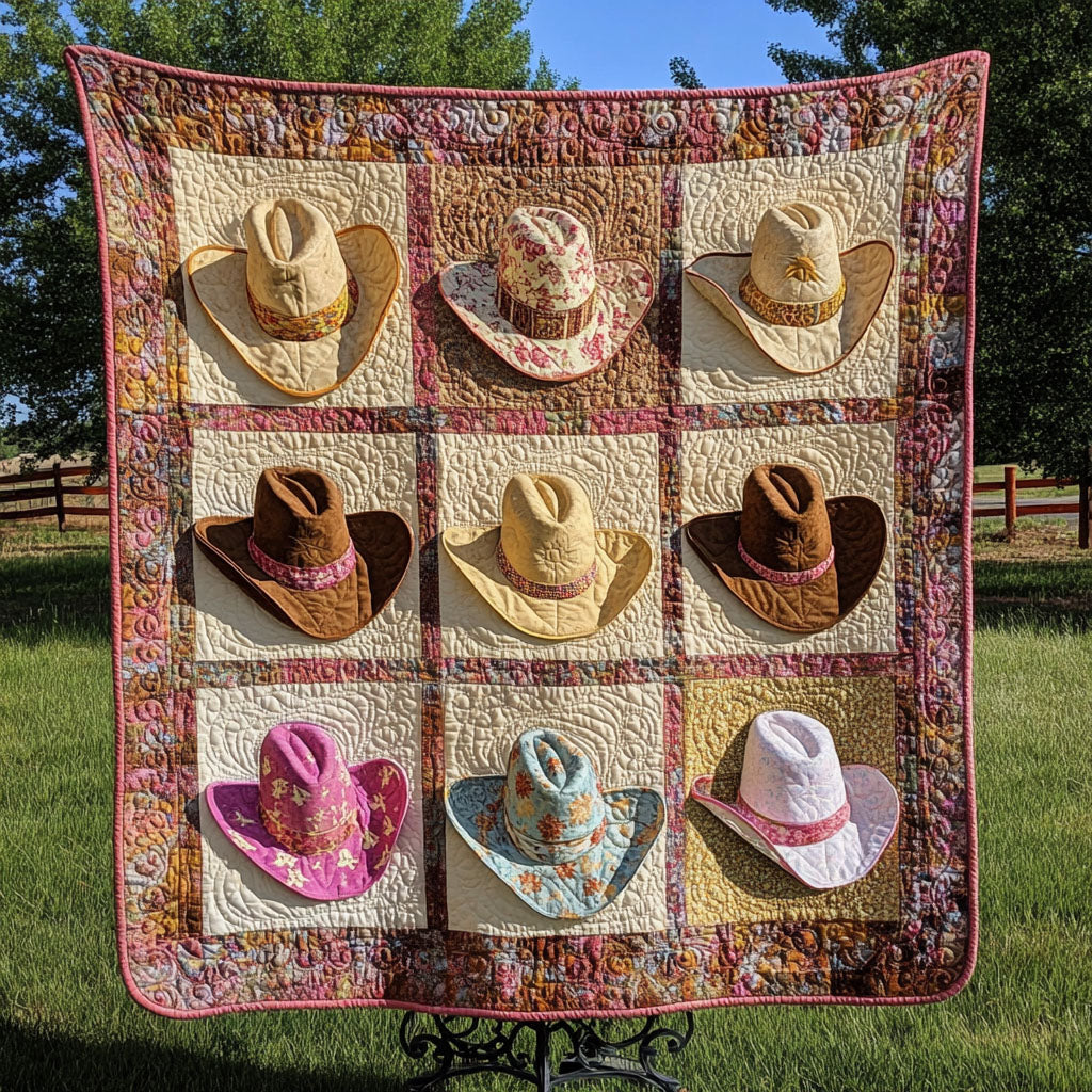 Colorful Cowboy Hats Quilted Blanket Cute Throw Blanket Cowboy Christmas Presents Colorful Cowboy Hats Quilted Blanket Cute Throw Blanket Cowboy Christmas Presents
