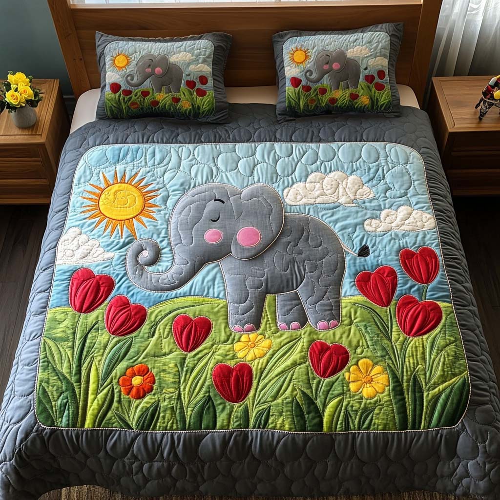 Colorful Elephant Quilted Bedding Set Duvet Cover Bed Sheet Set Elephant Themed Gifts Colorful Elephant Quilted Bedding Set Duvet Cover Bed Sheet Set Elephant Themed Gifts
