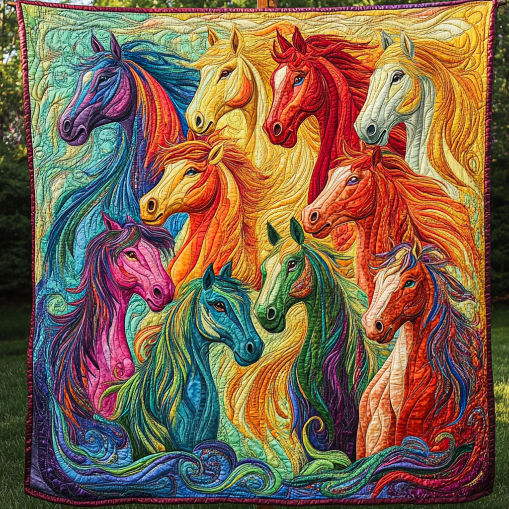 Colorful Gallop Quilted Blanket Sofa Throw Blanket Presents For Horse Owners Colorful Gallop Quilted Blanket Sofa Throw Blanket Presents For Horse Owners