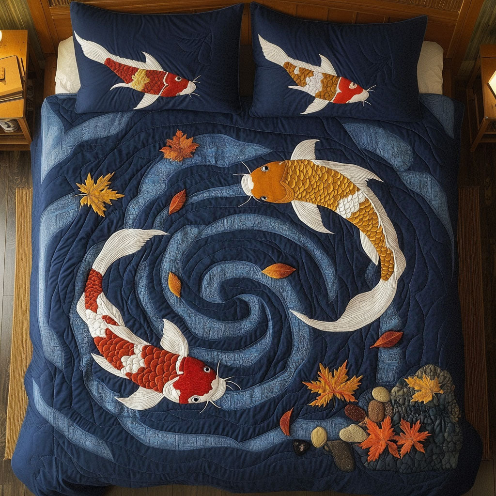 Colorful Koi Quilted Bedding Set Duvet Cover Bedspread Koi Fish Merchandise Colorful Koi Quilted Bedding Set Duvet Cover Bedspread Koi Fish Merchandise