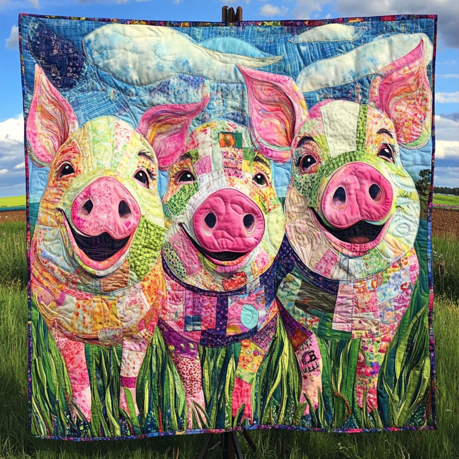 Colorful Oinkers Quilted Blanket Cute Colorful Blanket Cute Gifts For Pig Lovers Colorful Oinkers Quilted Blanket Cute Colorful Blanket Cute Gifts For Pig Lovers