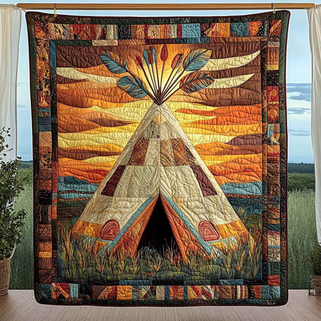 Colorful Tapestry Quilted Blanket Cute Colorful Blanket Themed Native American Gifts