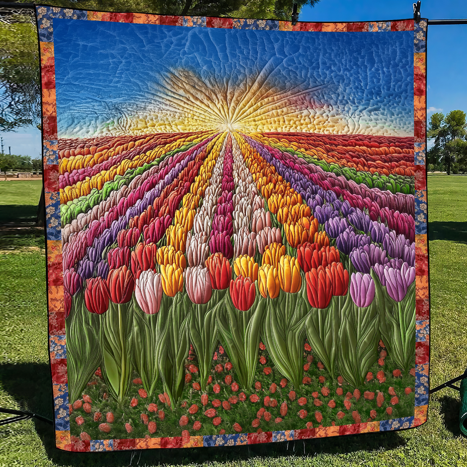 Colorful Tulips Quilted Blanket Cute Colorful Blanket Best Tulip Gifts Items Colorful Tulips Quilted Blanket Cute Colorful Blanket Best Tulip Gifts Items