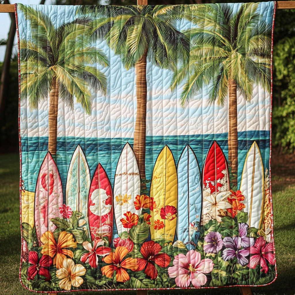 Colorful Waves Quilted Blanket Sofa Throw Blanket Presents For Beach Lovers