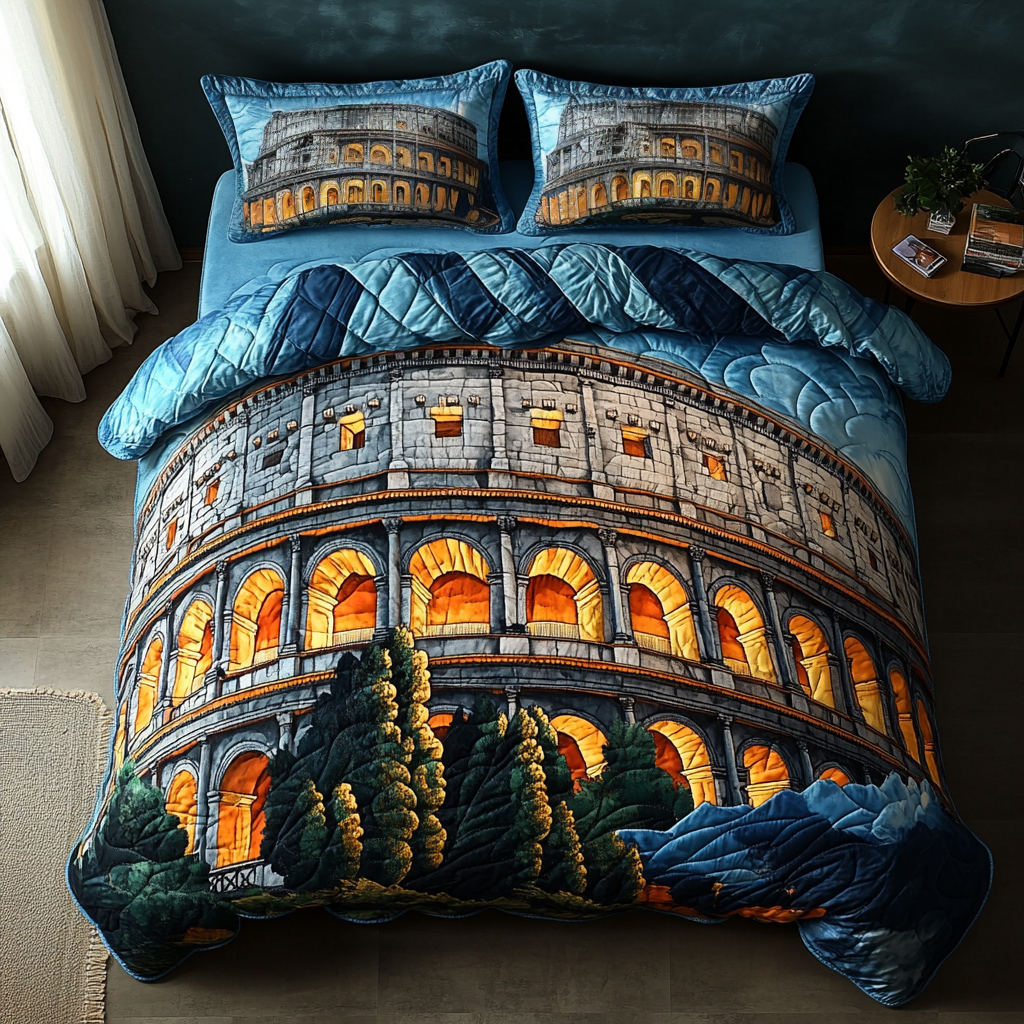 Colosseum View Quilted Bedding Set Duvet Cover Bedspreads Son In Law Christmas Presents