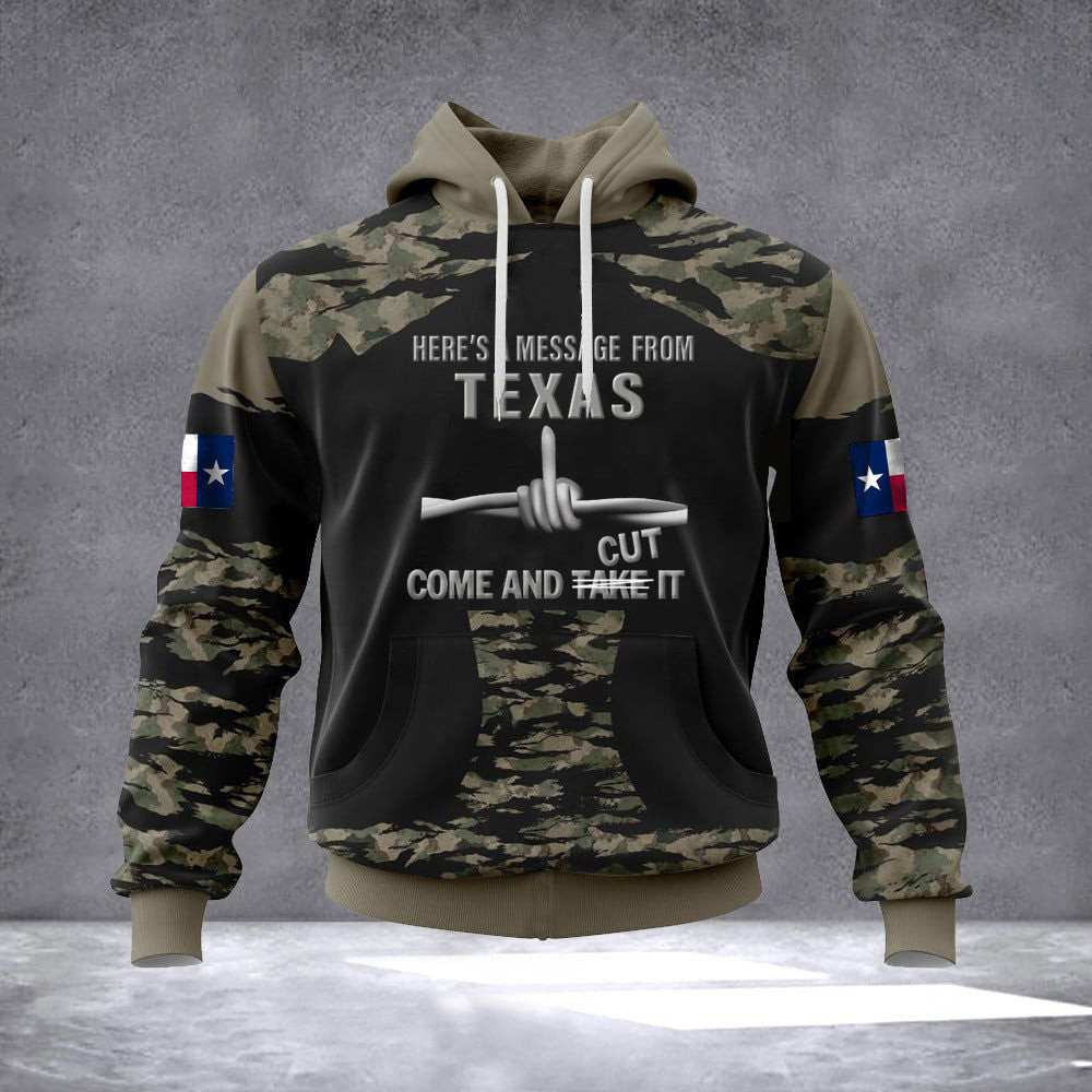 Come And Cut It Razor Wire Camo Hoodie Here's A Message From Texas Hoodie Pro Texas Merch Come And Cut It Razor Wire Camo Hoodie Here's A Message From Texas Hoodie Pro Texas Merch