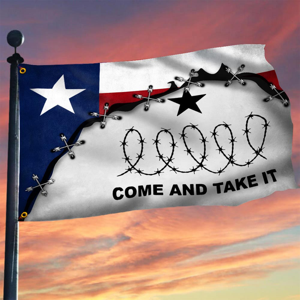 Come And Take It Barbed Texas Flag We Stand With With Texas Strong Support Flag Come And Take It Barbed Texas Flag We Stand With With Texas Strong Support Flag