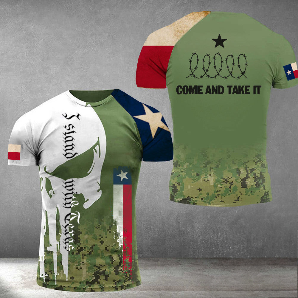 Come And Take It Barbed Wire Shirt Skull I Stand With Texas T-Shirt Camo Come And Take It Barbed Wire Shirt Skull I Stand With Texas T-Shirt Camo