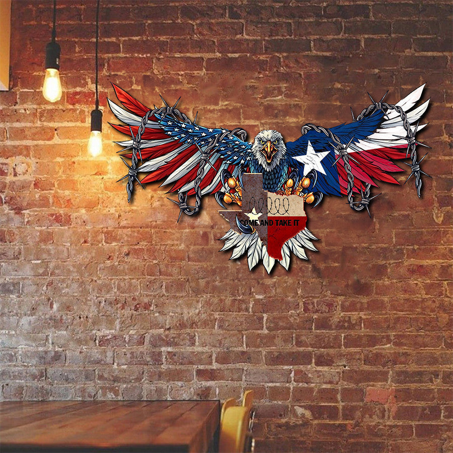Come And Take It Razor Wire Metal Sign USA And Texas Flag Eagle Wall Signs I Stand With Texas Come And Take It Razor Wire Metal Sign USA And Texas Flag Eagle Wall Signs I Stand With Texas