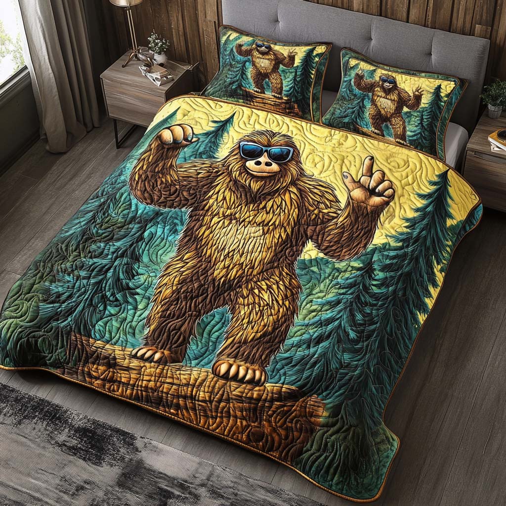 Cool Sasquatch Quilted Bedding Set Duvet Cover Bed Sheet Set Bigfoot Gifts For Him Cool Sasquatch Quilted Bedding Set Duvet Cover Bed Sheet Set Bigfoot Gifts For Him