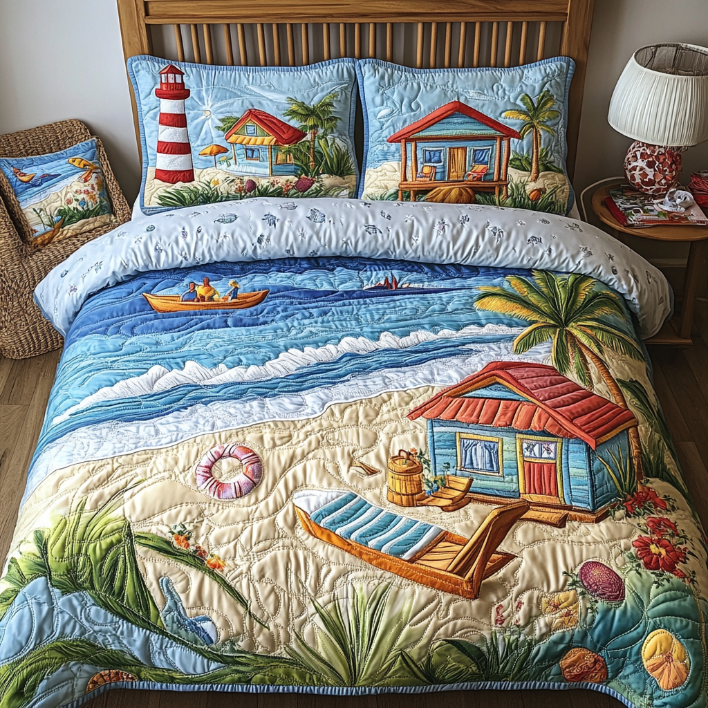 Coral Bay Quilted Bedding Set Duvet Cover Bed Sheet Set Beach Gifts For Friend Coral Bay Quilted Bedding Set Duvet Cover Bed Sheet Set Beach Gifts For Friend