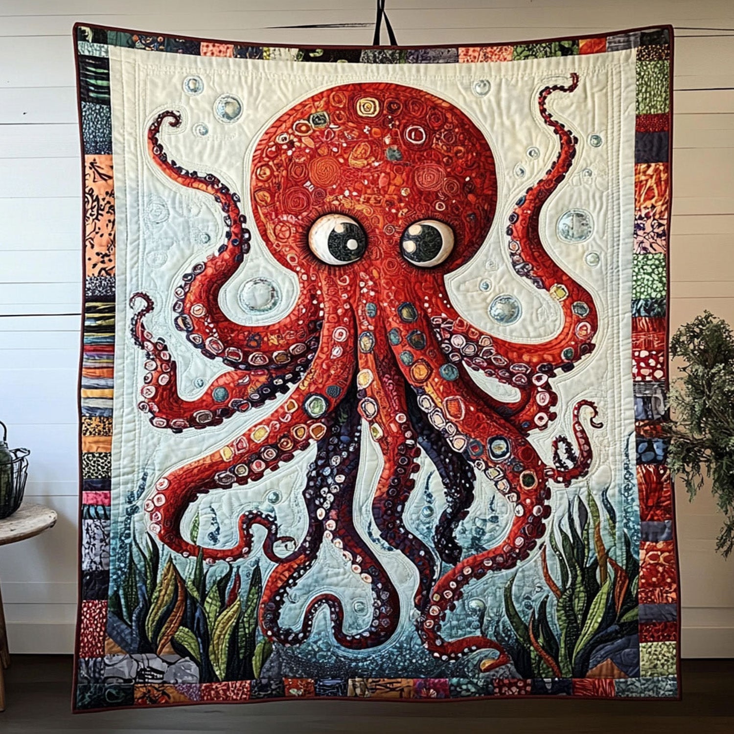 Coral Embrace Quilted Blanket Cute Throw Blanket Octopus Themed Gifts Coral Embrace Quilted Blanket Cute Throw Blanket Octopus Themed Gifts