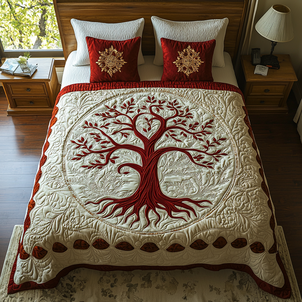 Cosmic Canopy Quilted Bedding Set Duvet Cover Bedspreads Tree Of Life Gifts Mother'S Day