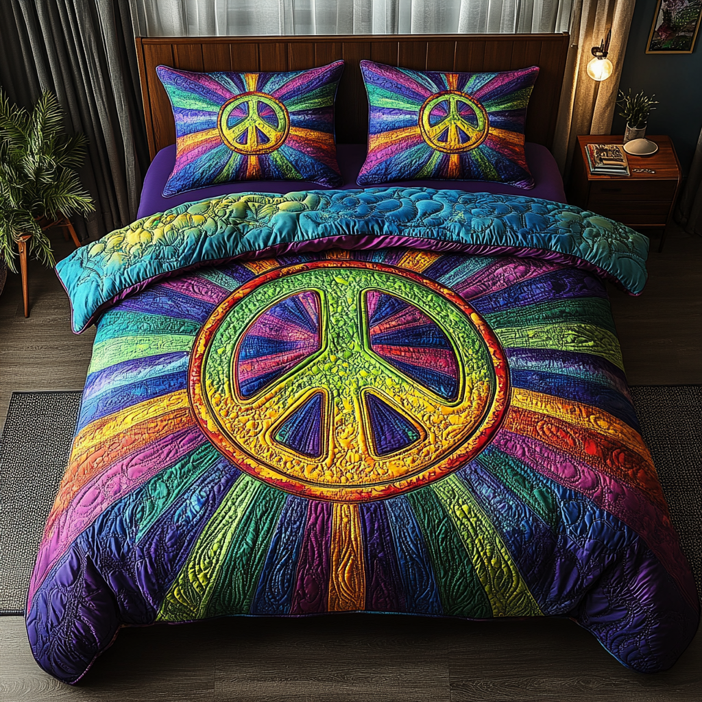 Cosmic Dream Quilted Bedding Set Duvet Cover Bed Sheet Set FrogGifts For Hippie Friends