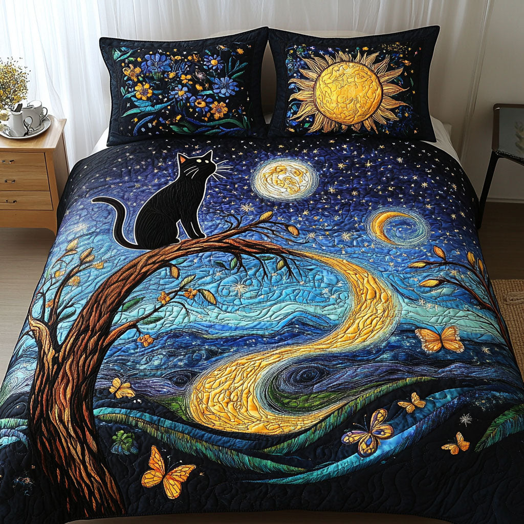 Cosmic Feline Quilted Bedding Set Duvet Cover Bedspreads Gift For Cat Lover Man Cosmic Feline Quilted Bedding Set Duvet Cover Bedspreads Gift For Cat Lover Man