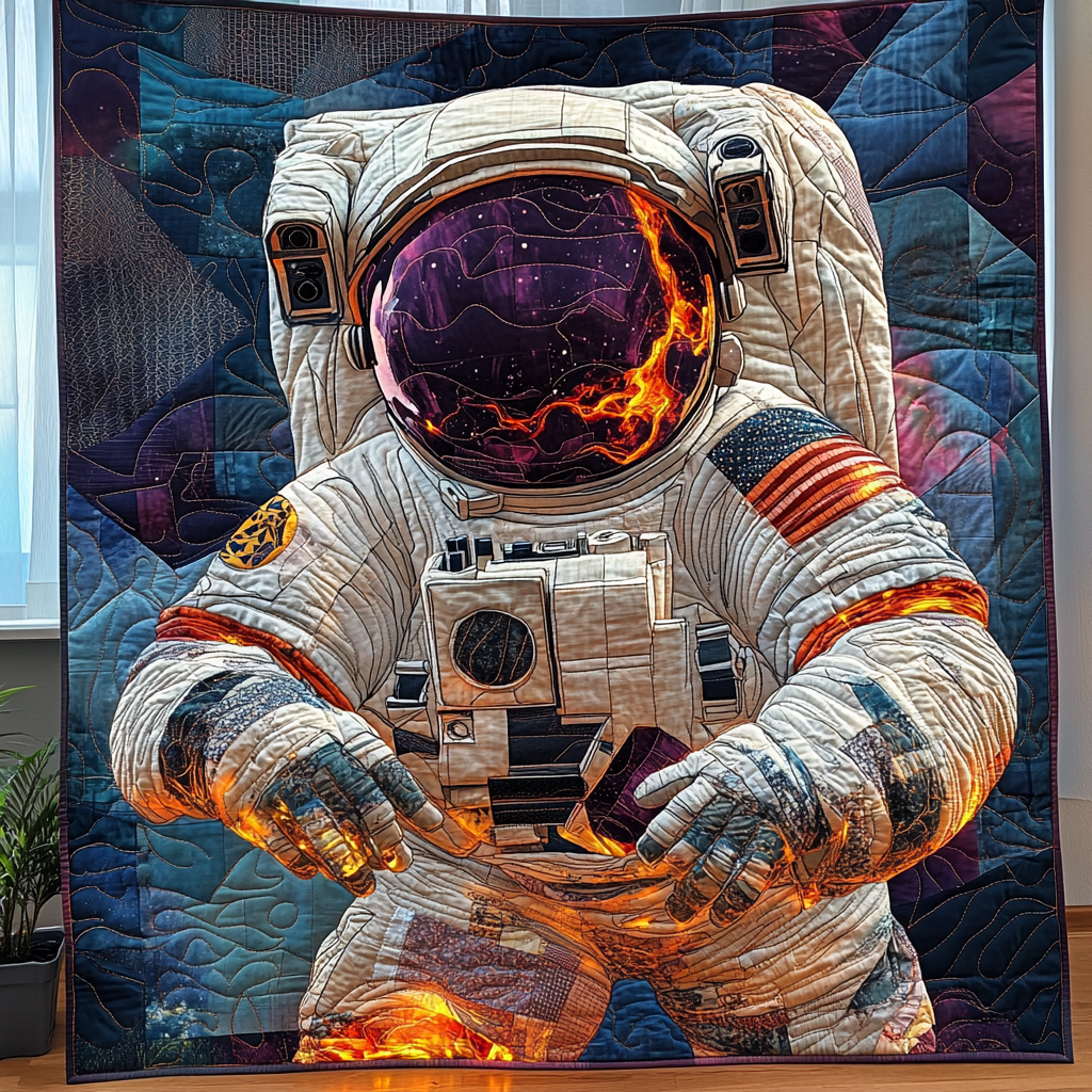 Cosmic Voyager Quilted Blanket Cute Colorful Blanket Astronaut Themed Gifts Cosmic Voyager Quilted Blanket Cute Colorful Blanket Astronaut Themed Gifts