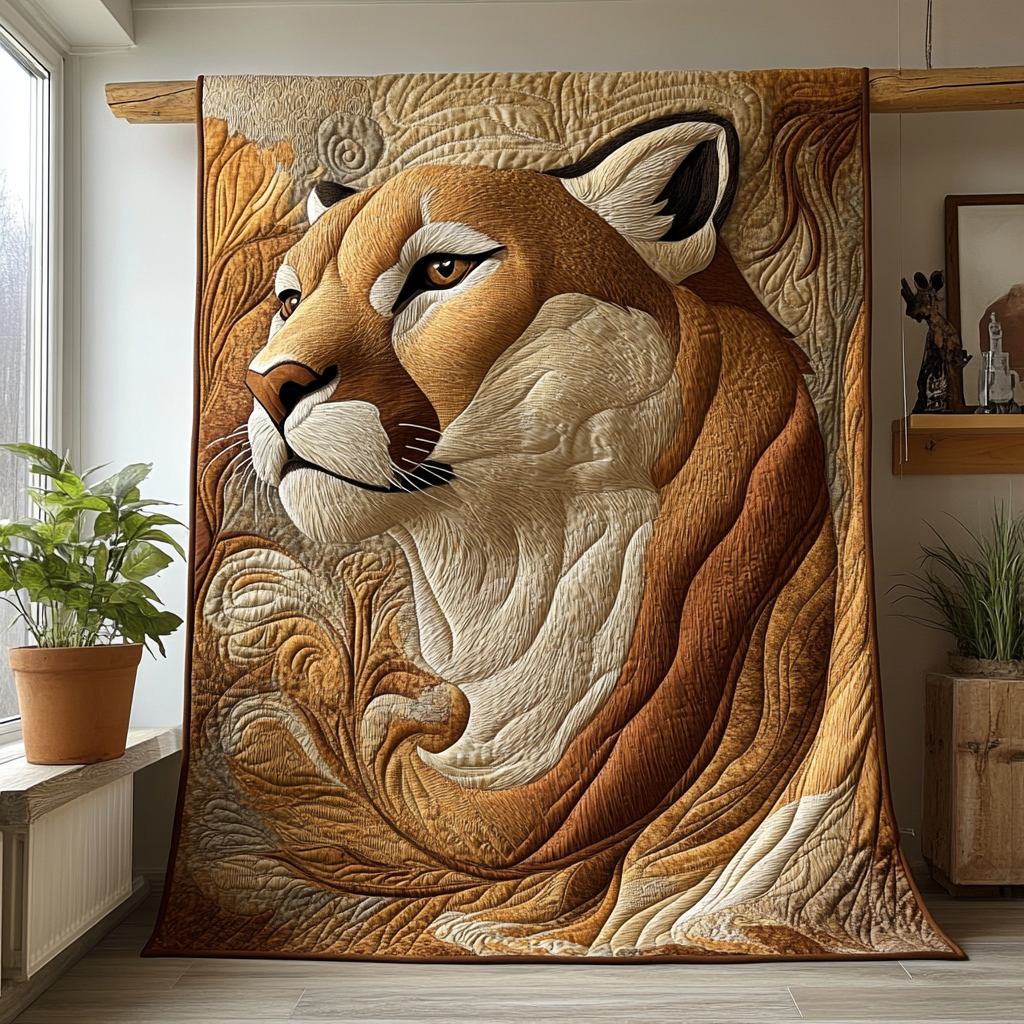 Cougar Charm Quilted Blanket Cute Throw Blanket Cat Lover Gifts For Kids Cougar Charm Quilted Blanket Cute Throw Blanket Cat Lover Gifts For Kids