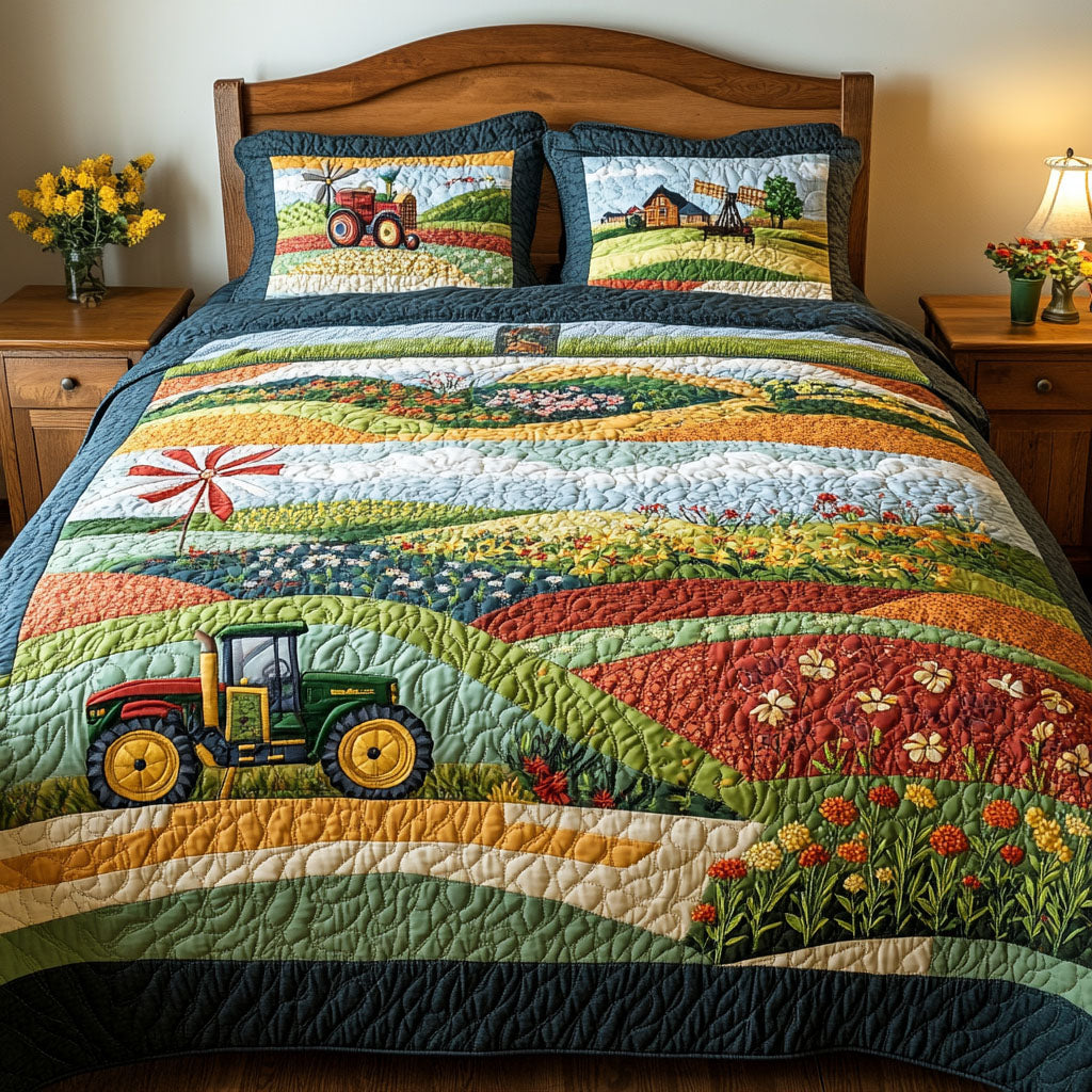Country Breeze Quilted Bedding Set Duvet Cover Bedspread Tractor Presents Country Breeze Quilted Bedding Set Duvet Cover Bedspread Tractor Presents