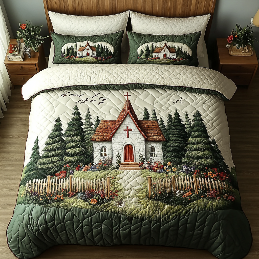 Country Church Quilted Bedding Set Duvet Cover Merch Best Christmas Gifts For Relatives Country Church Quilted Bedding Set Duvet Cover Merch Best Christmas Gifts For Relatives