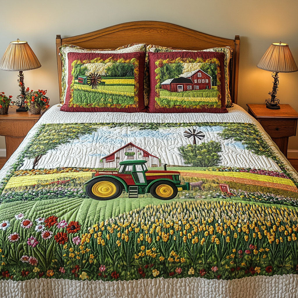 Country Comfort Quilted Bedding Set Duvet Cover Bedspread Gifts For Tractor Lovers Country Comfort Quilted Bedding Set Duvet Cover Bedspread Gifts For Tractor Lovers