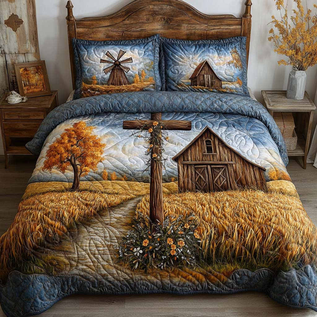 Country Crosswalk Quilted Bedding Set Duvet Cover Merch Faith Based Christmas Gifts Country Crosswalk Quilted Bedding Set Duvet Cover Merch Faith Based Christmas Gifts