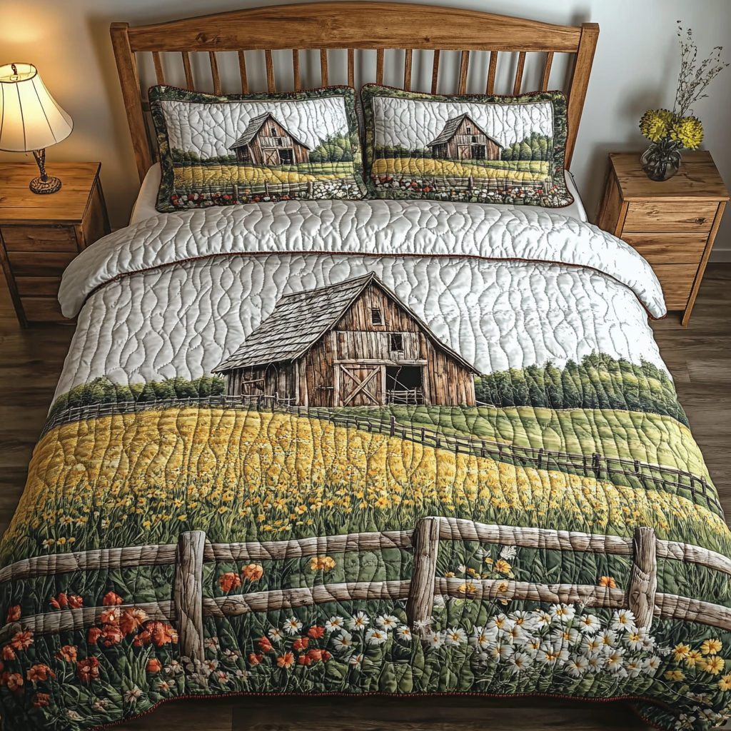 Country Fields Quilted Bedding Set Duvet Cover Bedspread Christmas Present For A Farmer Country Fields Quilted Bedding Set Duvet Cover Bedspread Christmas Present For A Farmer