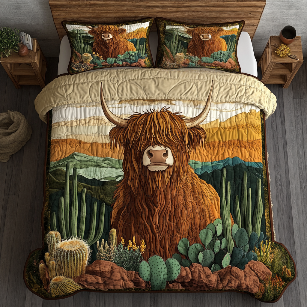 Country Grace Quilted Bedding Set Duvet Cover Bedspread Highland Cow Stuff Gifts Country Grace Quilted Bedding Set Duvet Cover Bedspread Highland Cow Stuff Gifts